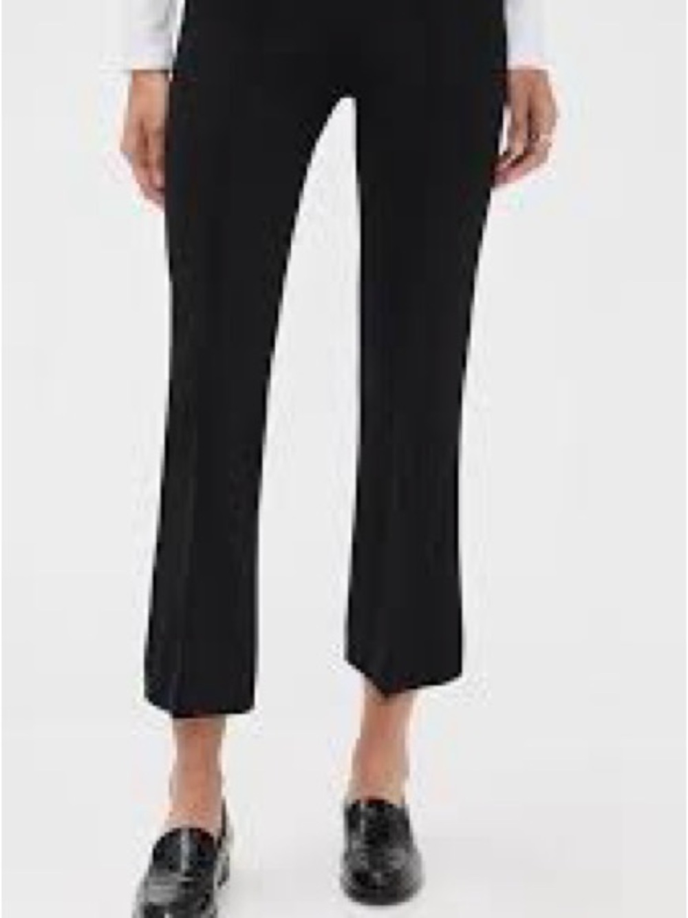 Lafayette 148 New York Black Gates Pintuck Cropped Wide Leg Pull On Pants-Size M